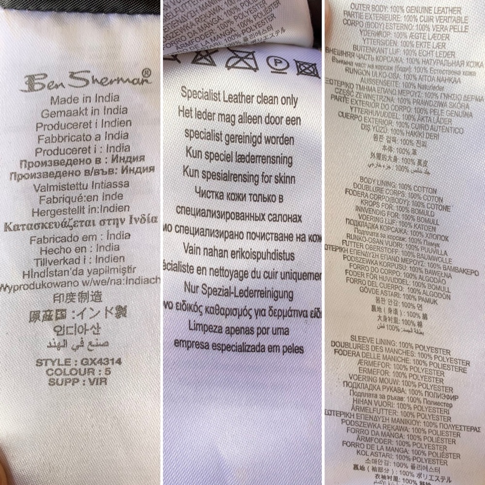 Ben Sherman genuine leather jacket, double zip closure - Picture 14 of 16